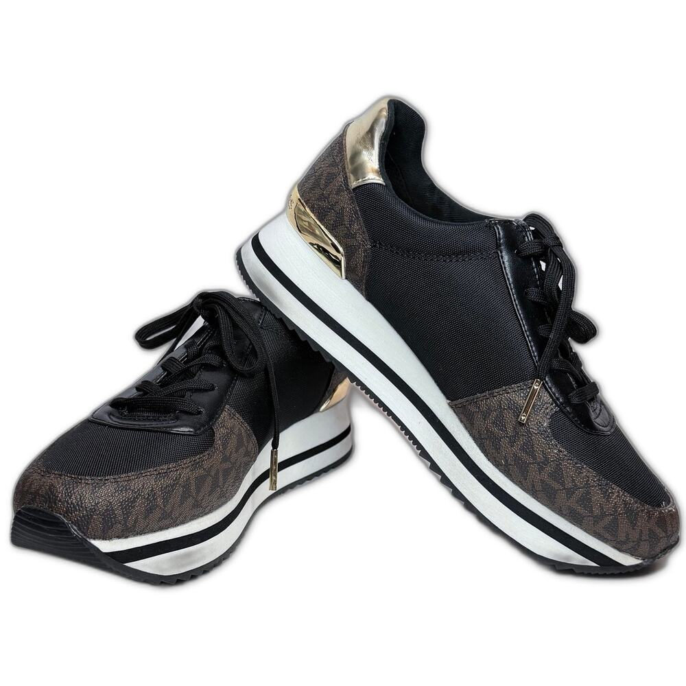 Michael Kors Monique Knit Trainer Running Sneakers Black/Brown Women's Size 7.5M - Picture 5 of 8